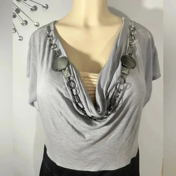 Dots Women’s Jeweled Grey & Black Short Sleeve Dress - Picture 6 of 15